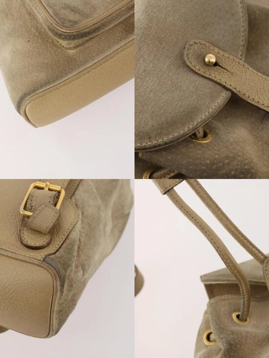 GUCCI Bamboo Backpack Suede Leather Black Gold 003 2058 0030 Auth BA10404
